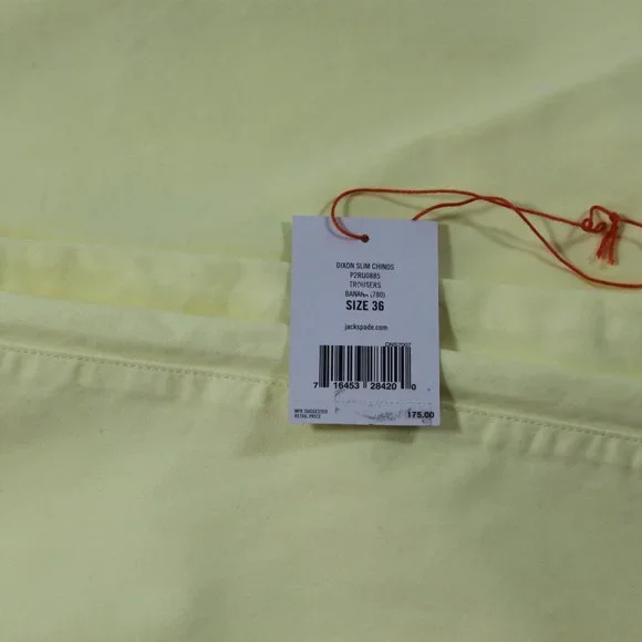 Jack Spade Yellow Men's Chino Trousers Size 36 NWT Dixon Chino Slim - Picture 4 of 9